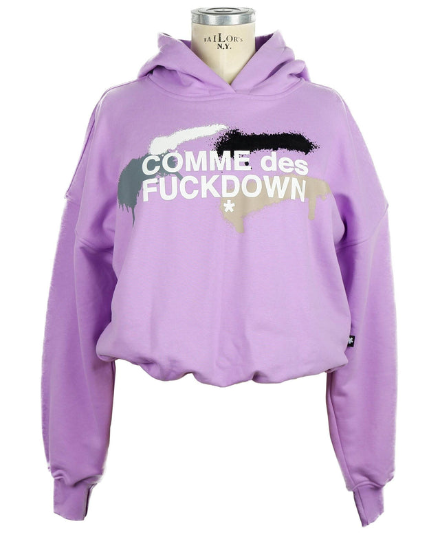 Comme Des Fuckdown Chic Purple Hooded Sweatshirt with Logo Print - Hilstor