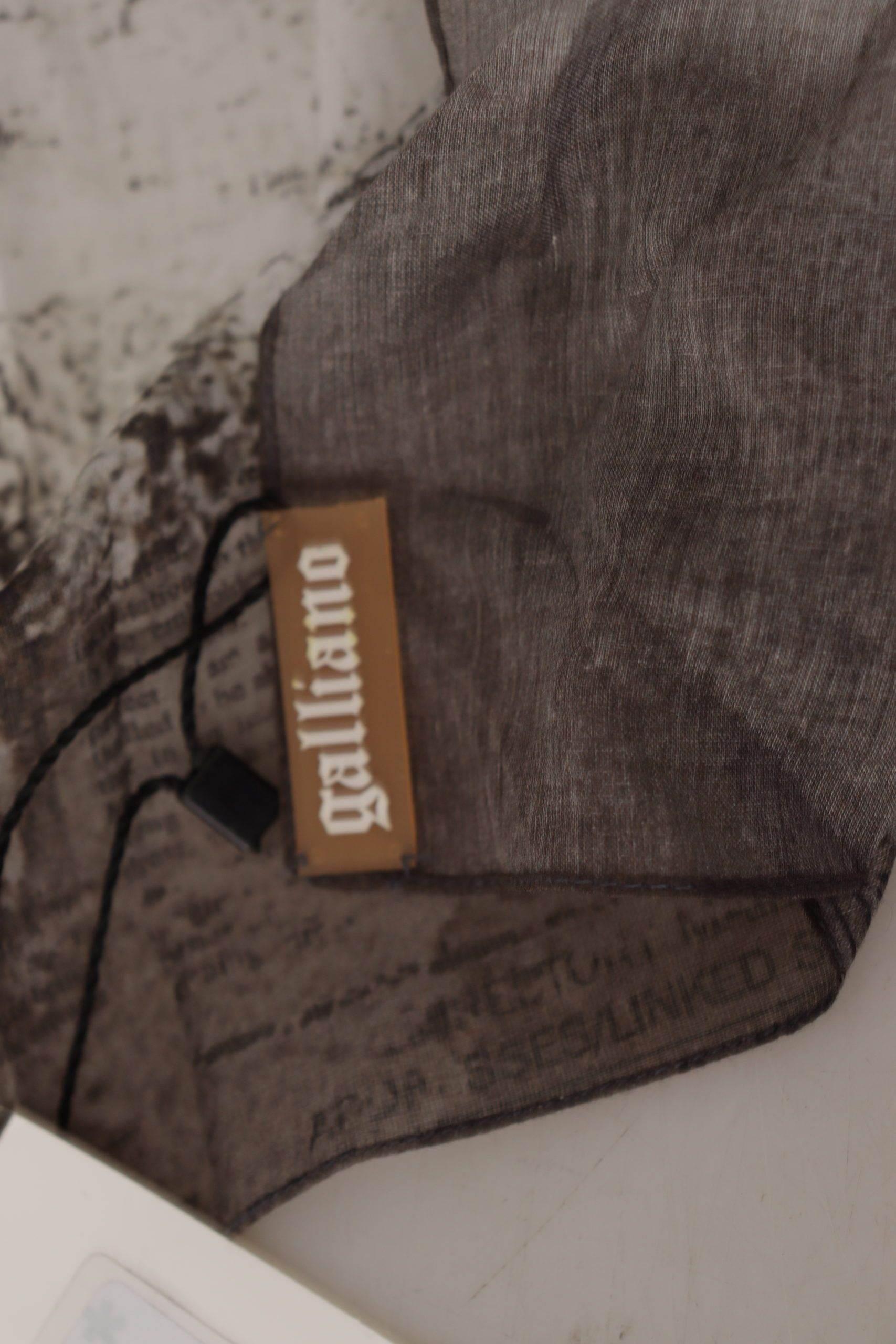 John Galliano Elegant Newspaper Print Cotton Scarf - Hilstor