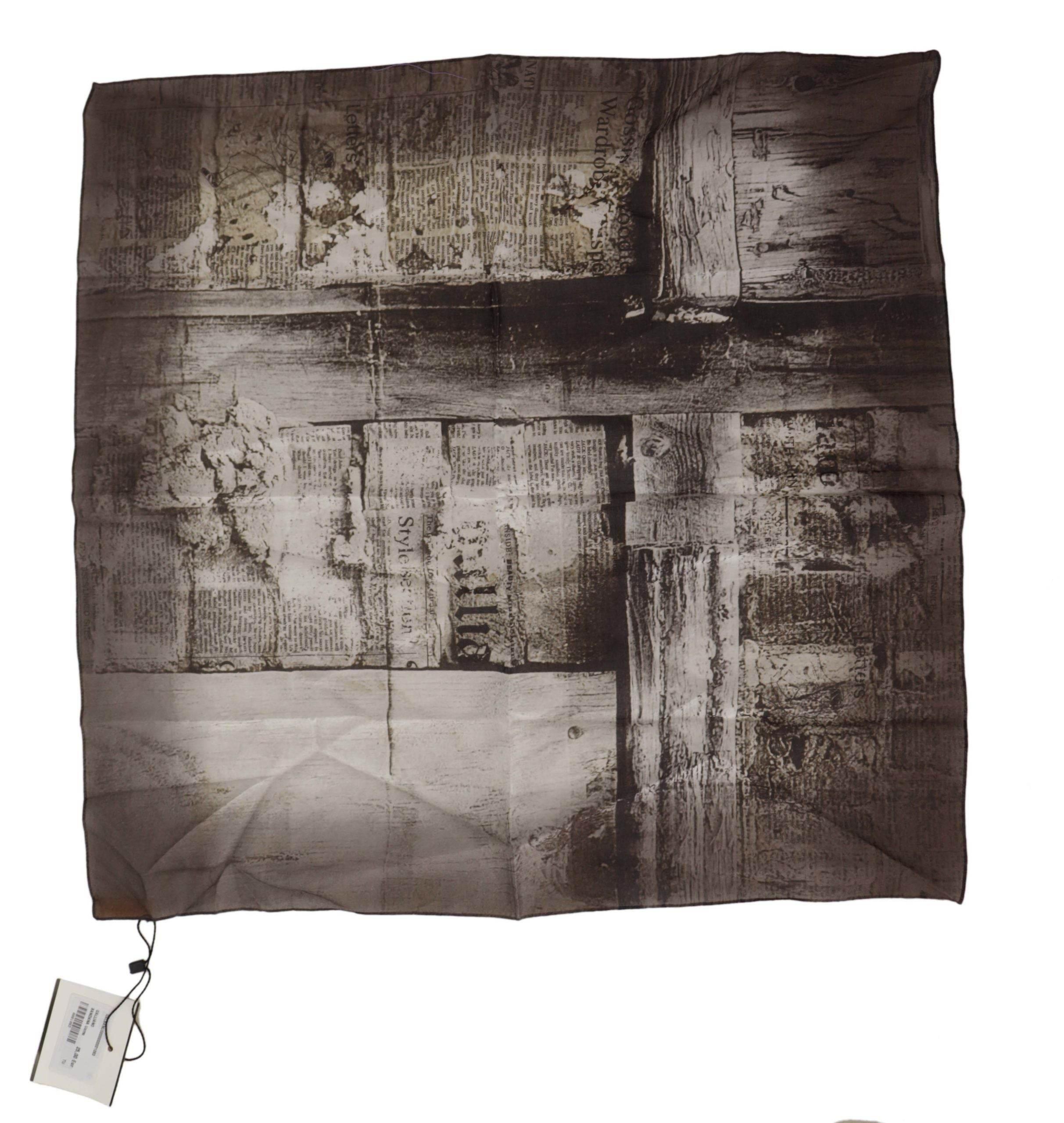 John Galliano Elegant Newspaper Print Cotton Scarf - Hilstor