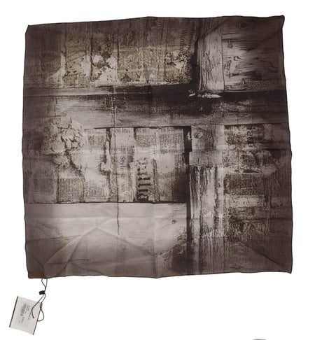 John Galliano Elegant Newspaper Print Cotton Scarf - Hilstor
