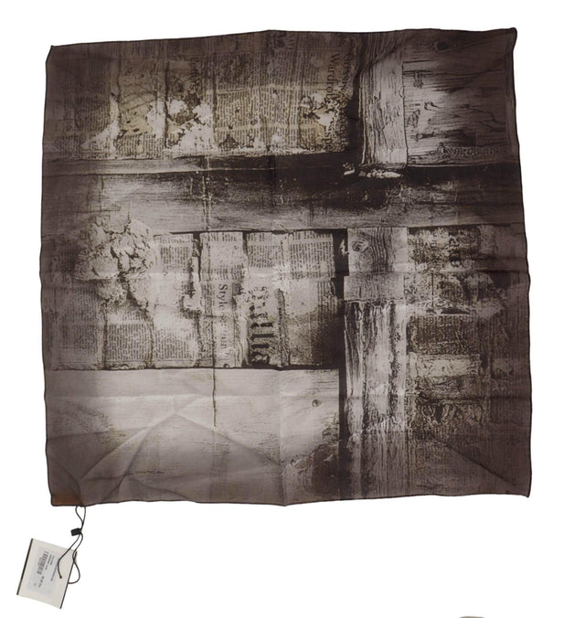 John Galliano Elegant Newspaper Print Cotton Scarf - Hilstor
