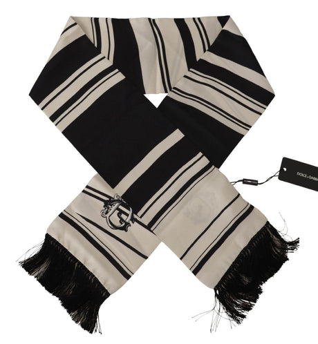 Dolce & Gabbana Elegant Silk Men's Scarf - Classic Black Stripe - Hilstor