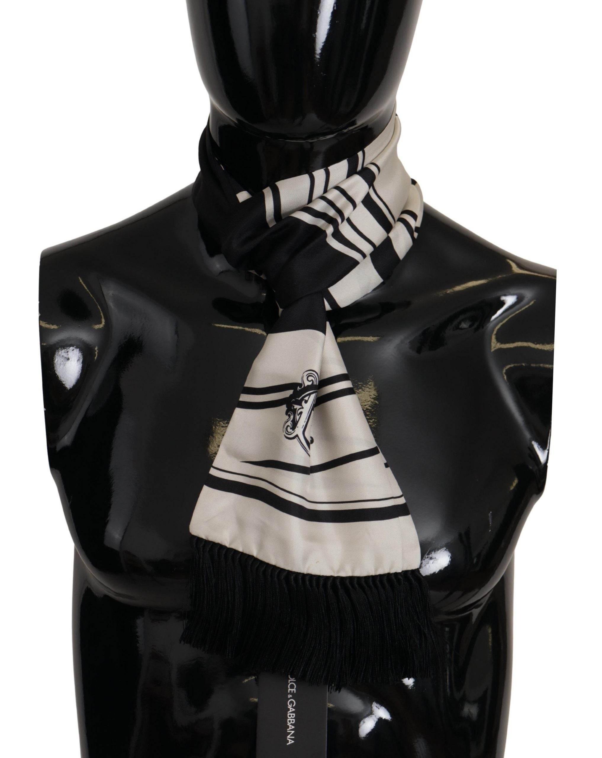 Dolce & Gabbana Elegant Silk Men's Scarf - Classic Black Stripe - Hilstor