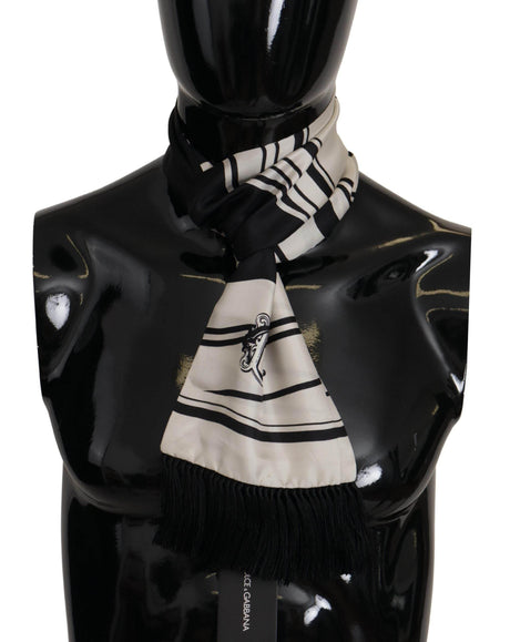 Dolce & Gabbana Elegant Silk Men's Scarf - Classic Black Stripe - Hilstor