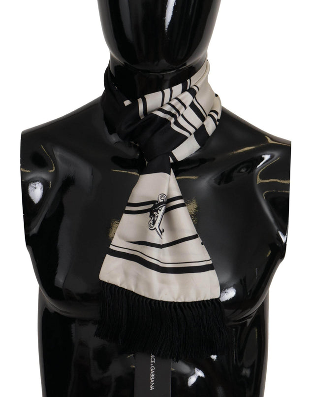 Dolce & Gabbana Elegant Silk Men's Scarf - Classic Black Stripe - Hilstor