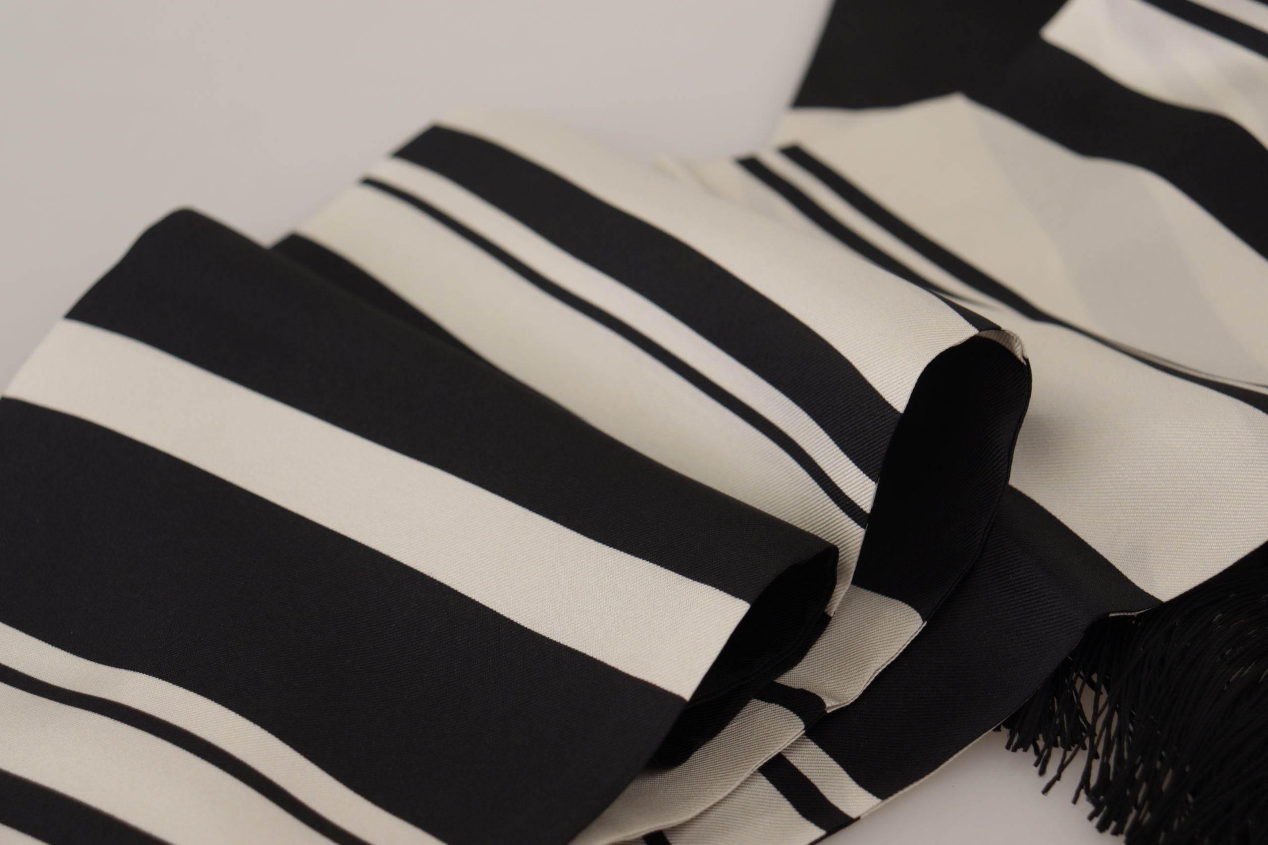 Dolce & Gabbana Elegant Silk Men's Scarf - Classic Black Stripe - Hilstor