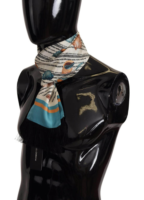 Dolce & Gabbana Multicolor Silk Seashell Printed Scarf - Hilstor