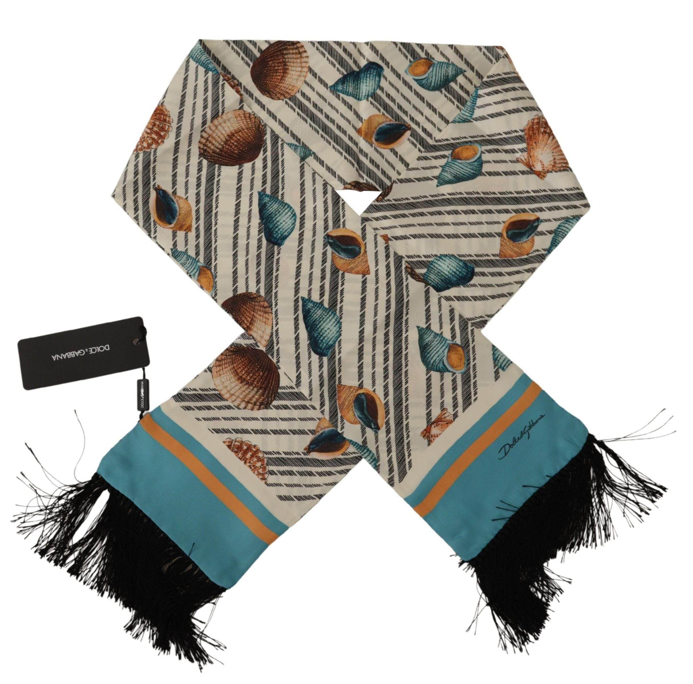Dolce & Gabbana Multicolor Silk Seashell Printed Scarf - Hilstor
