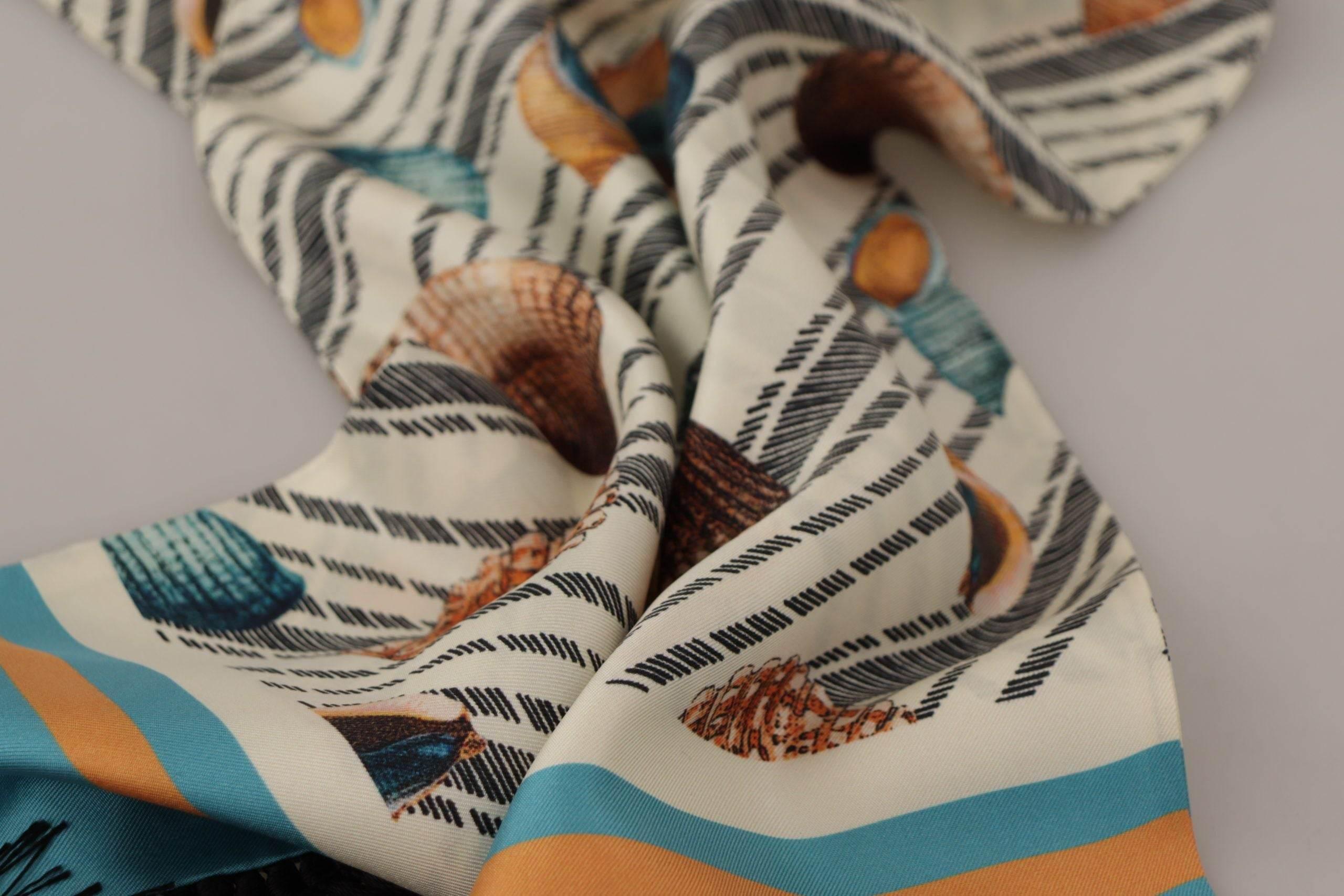 Dolce & Gabbana Multicolor Silk Seashell Printed Scarf - Hilstor