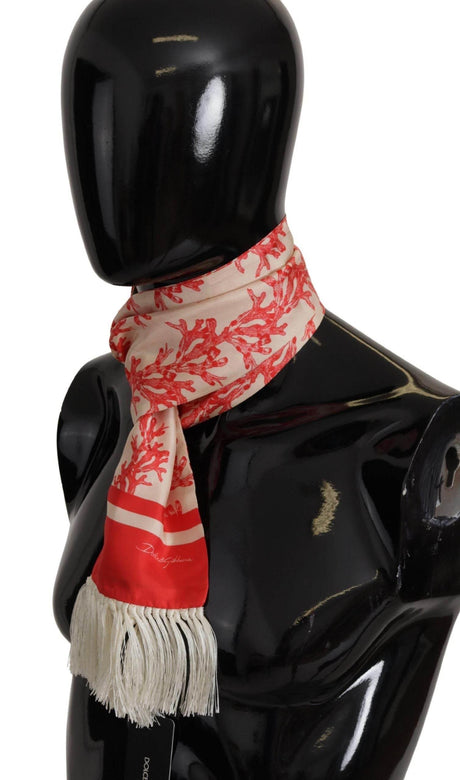 Dolce & Gabbana Elegant Silk Men's Scarf Wrap - Red Coral Print - Hilstor