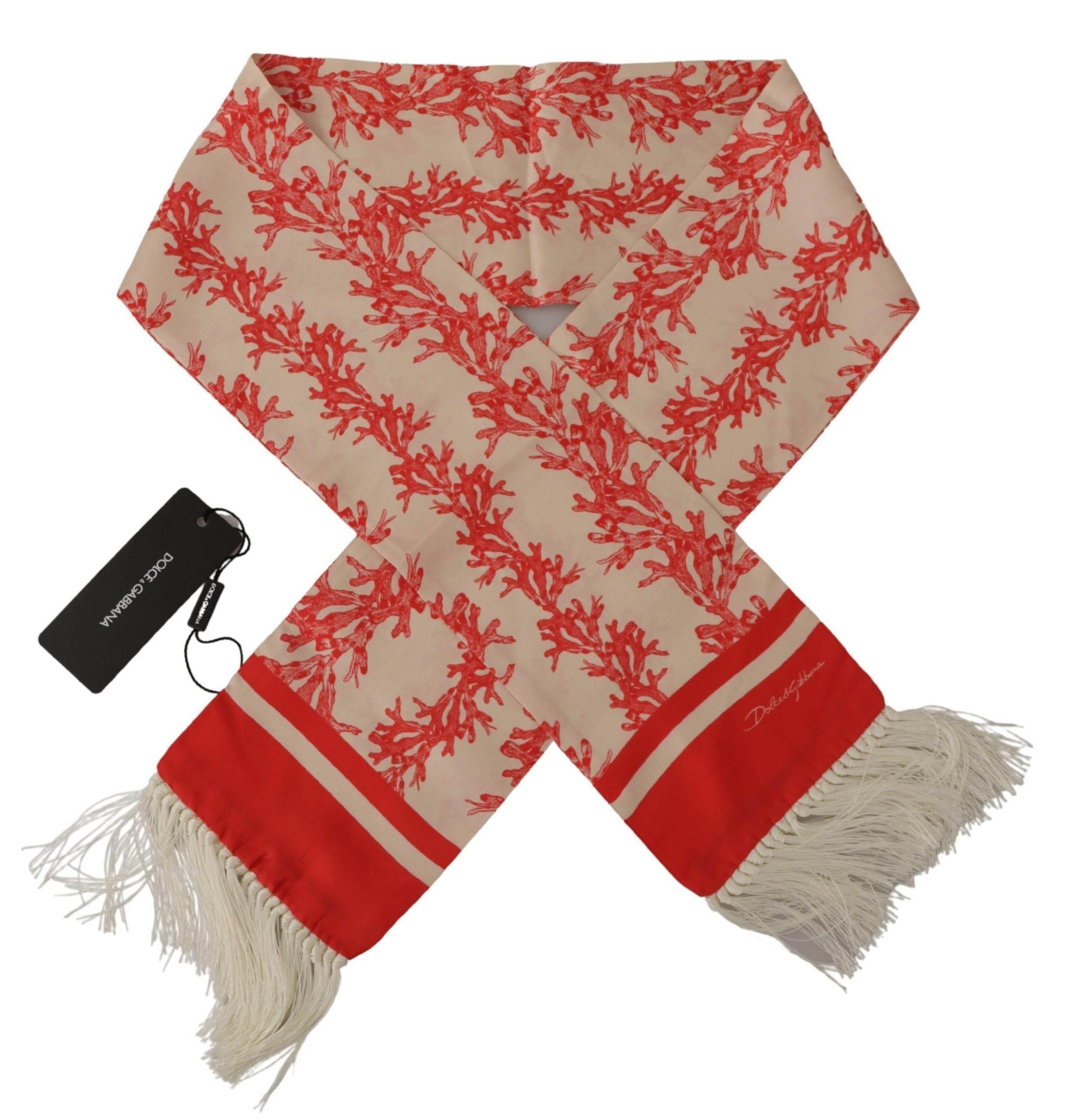 Dolce & Gabbana Elegant Silk Men's Scarf Wrap - Red Coral Print - Hilstor