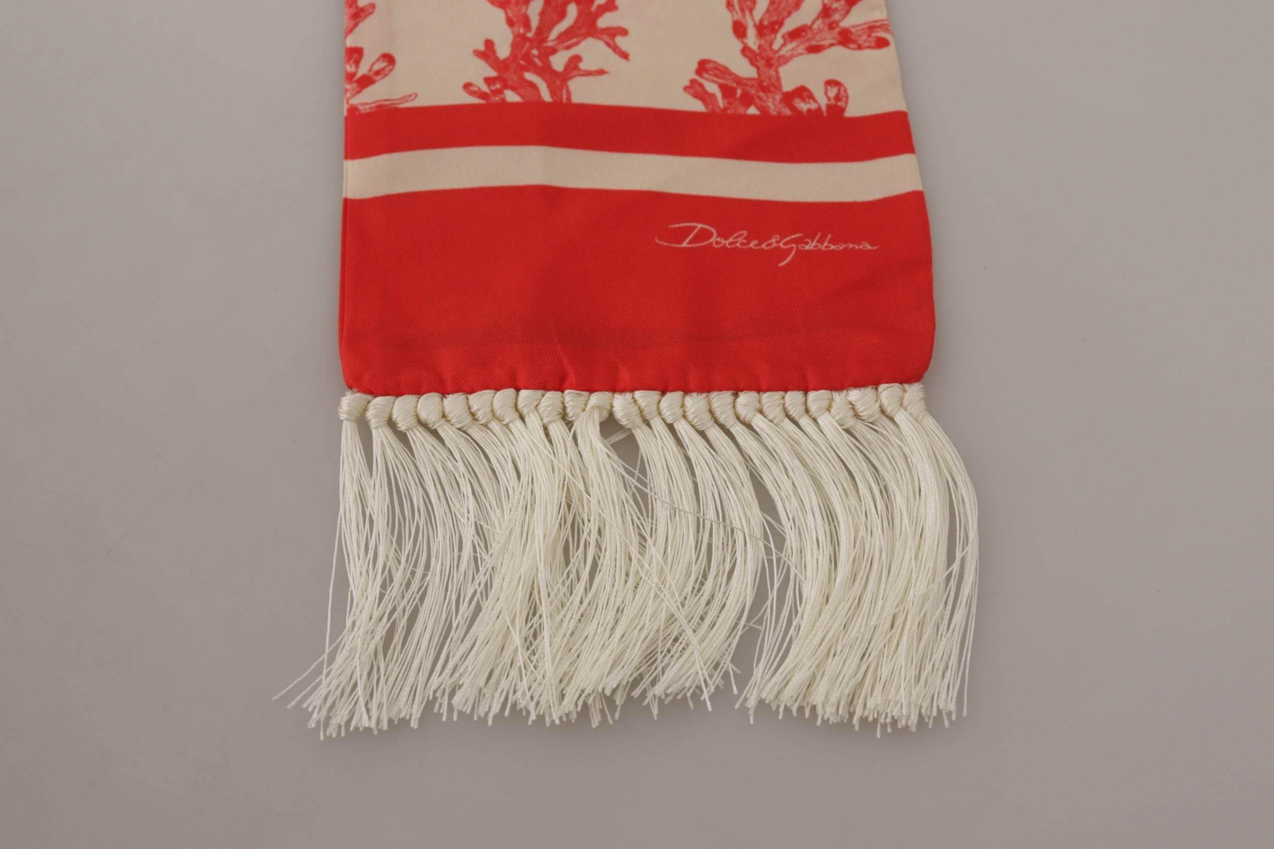 Dolce & Gabbana Elegant Silk Men's Scarf Wrap - Red Coral Print - Hilstor