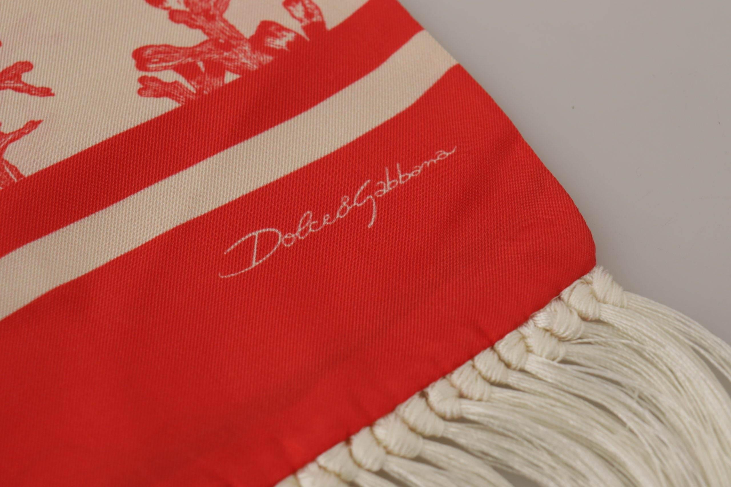 Dolce & Gabbana Elegant Silk Men's Scarf Wrap - Red Coral Print - Hilstor
