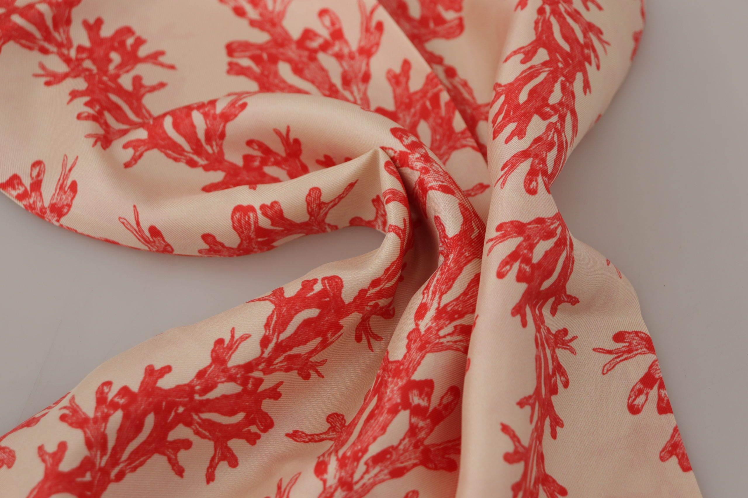 Dolce & Gabbana Elegant Silk Men's Scarf Wrap - Red Coral Print - Hilstor