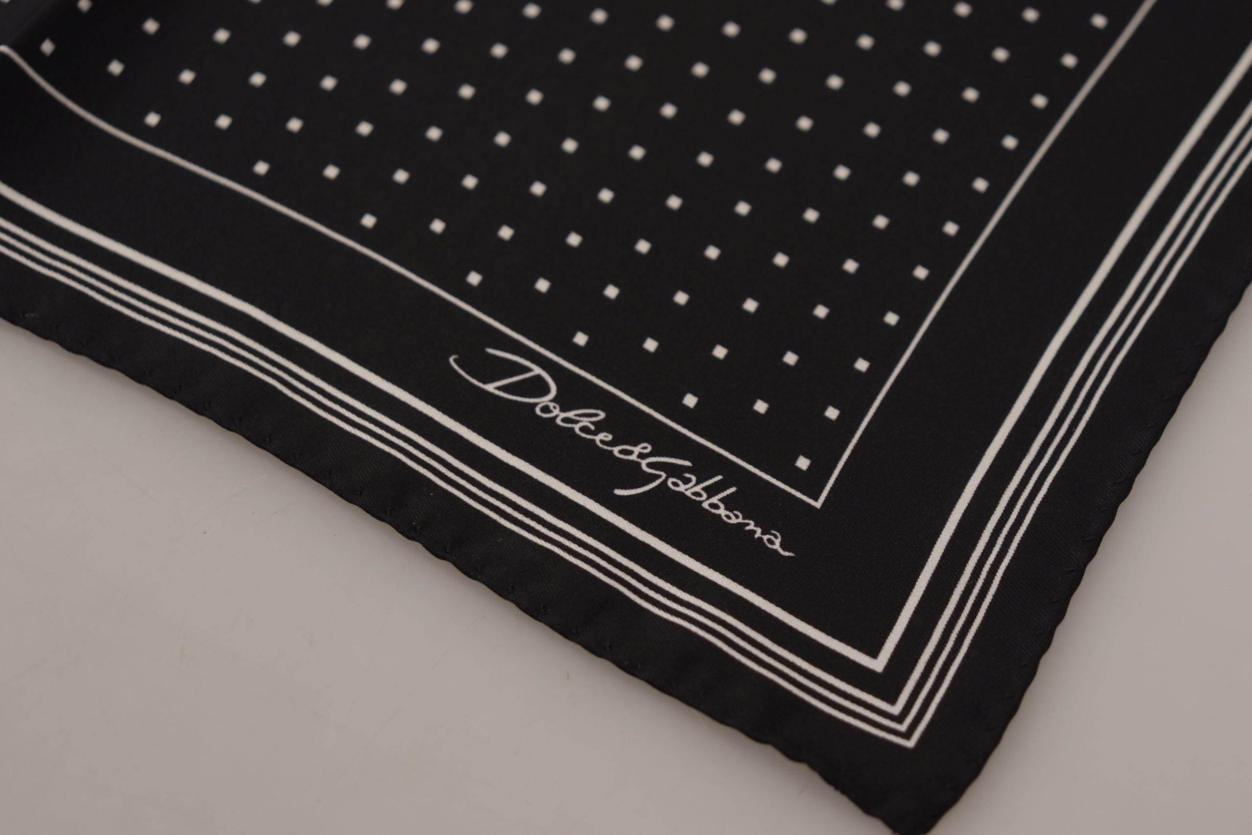 Dolce & Gabbana Elegant Black Silk Polka Dot Men's Scarf - Hilstor