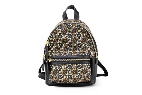 Marc Jacobs Signet Mini Black Logo Printed Leather Shoulder Backpack Bookbag - Hilstor