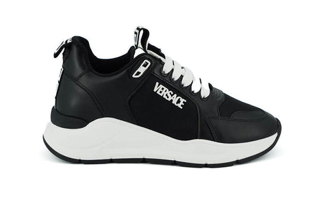Versace Elegant Monochrome Leather Sneakers - Hilstor