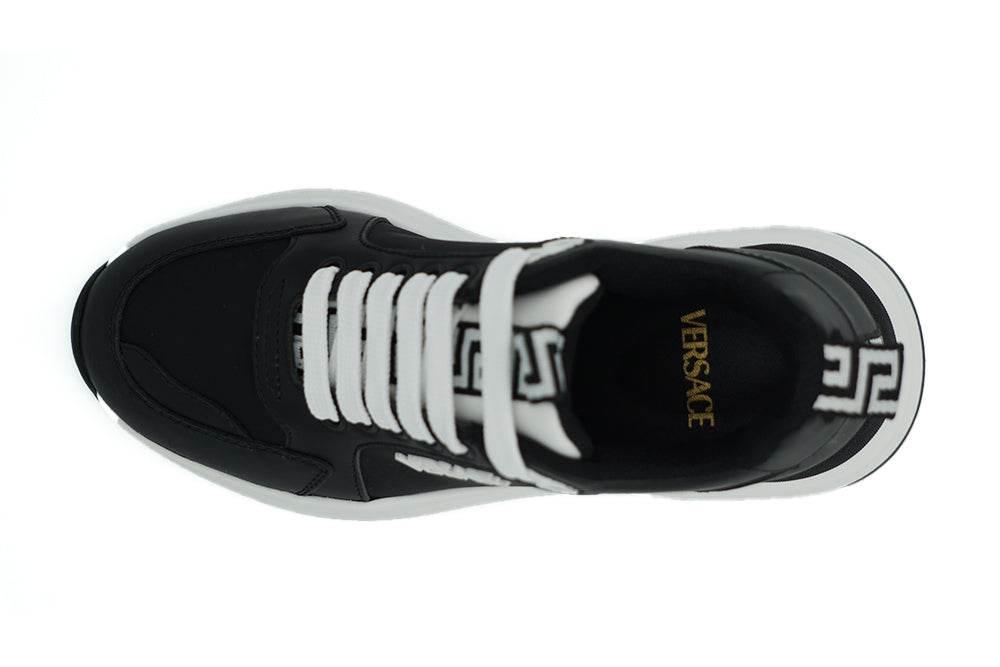Versace Elegant Monochrome Leather Sneakers - Hilstor