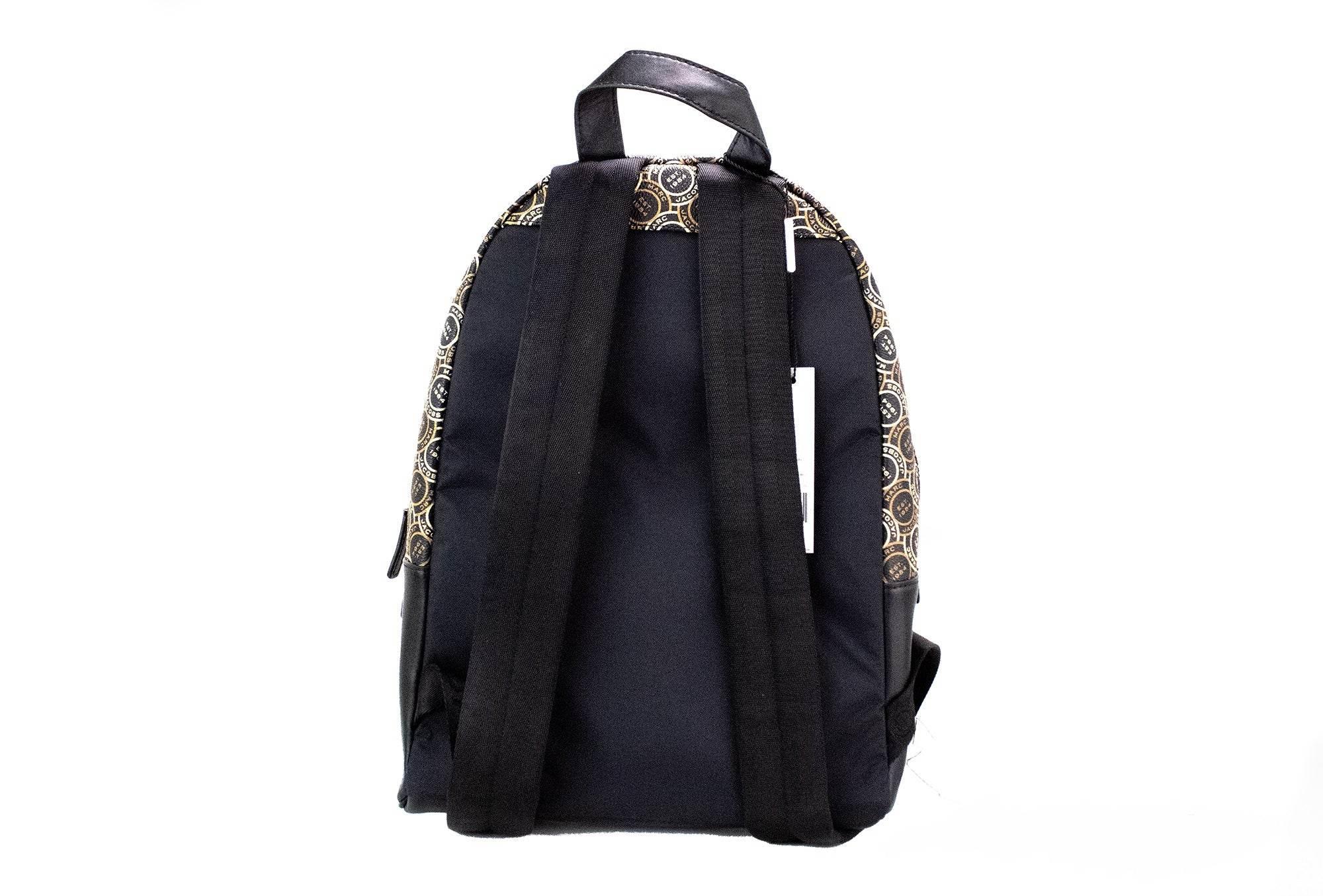 Marc Jacobs Signet Medium Black Logo Printed Leather Shoulder Backpack Bookbag - Hilstor