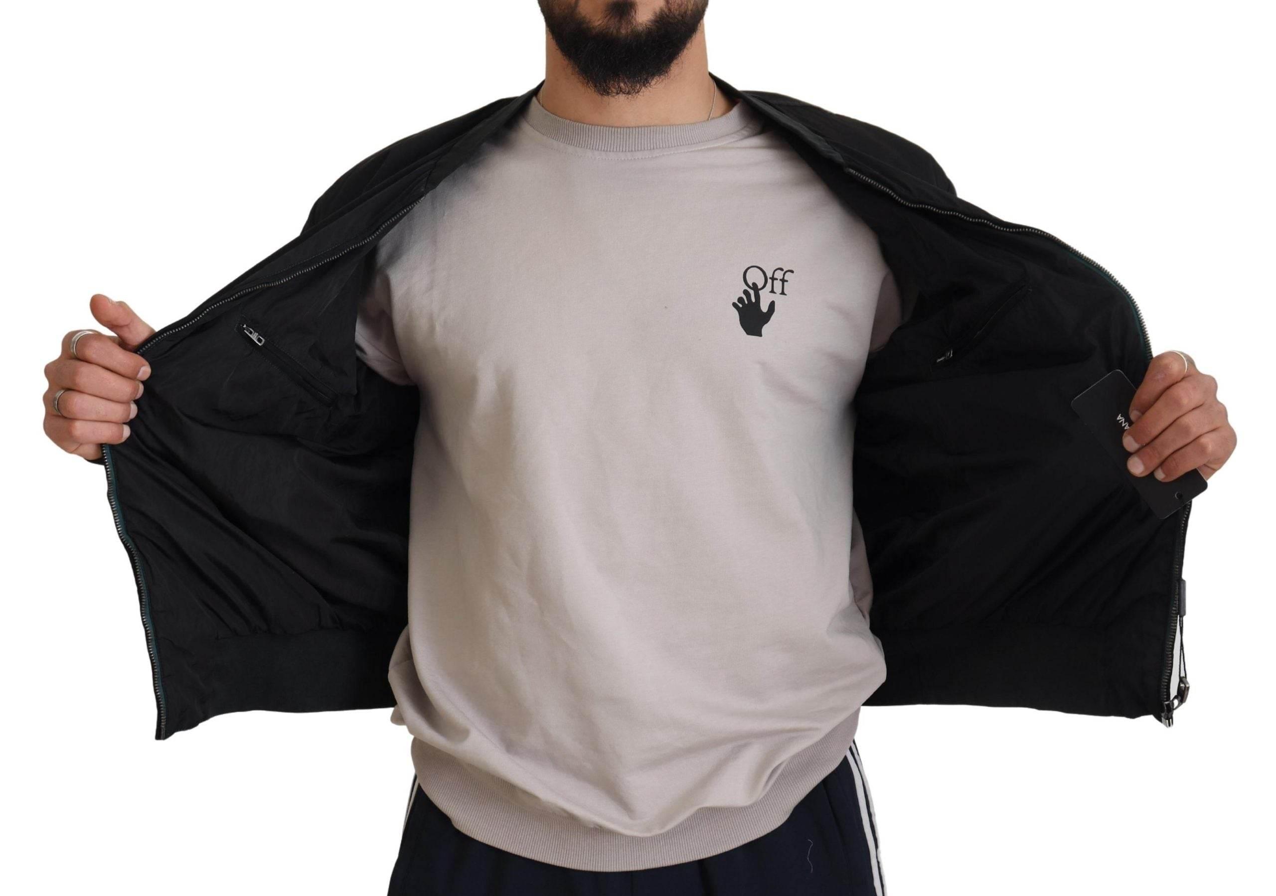 Dolce & Gabbana Black Nylon Logo Bomber Zipper Jacket - Hilstor