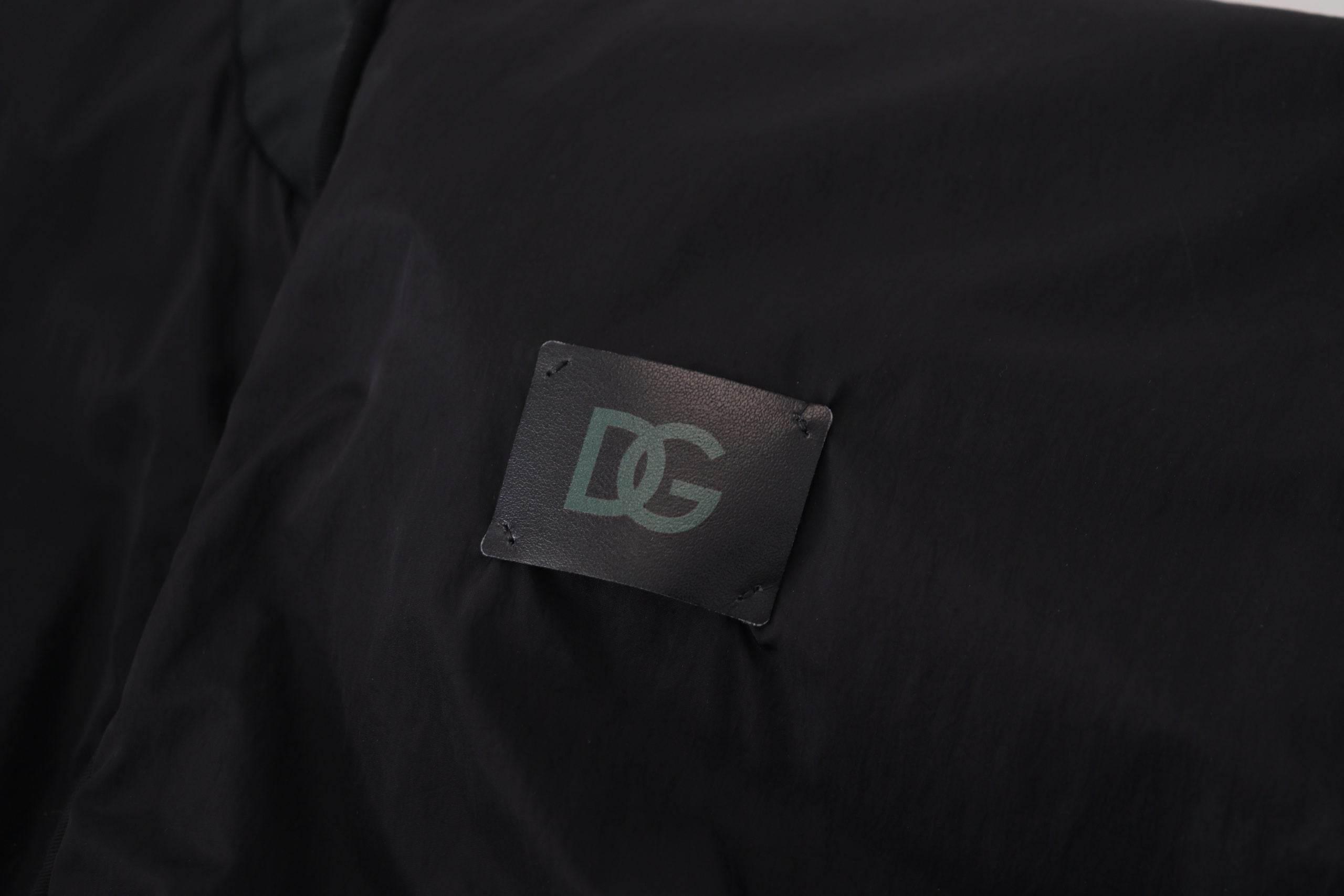 Dolce & Gabbana Black Nylon Logo Bomber Zipper Jacket - Hilstor