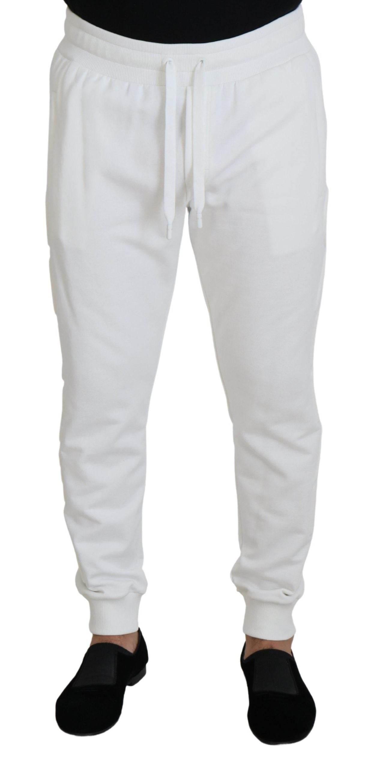 Dolce & Gabbana Elegant White Cotton Sweatpants - Hilstor