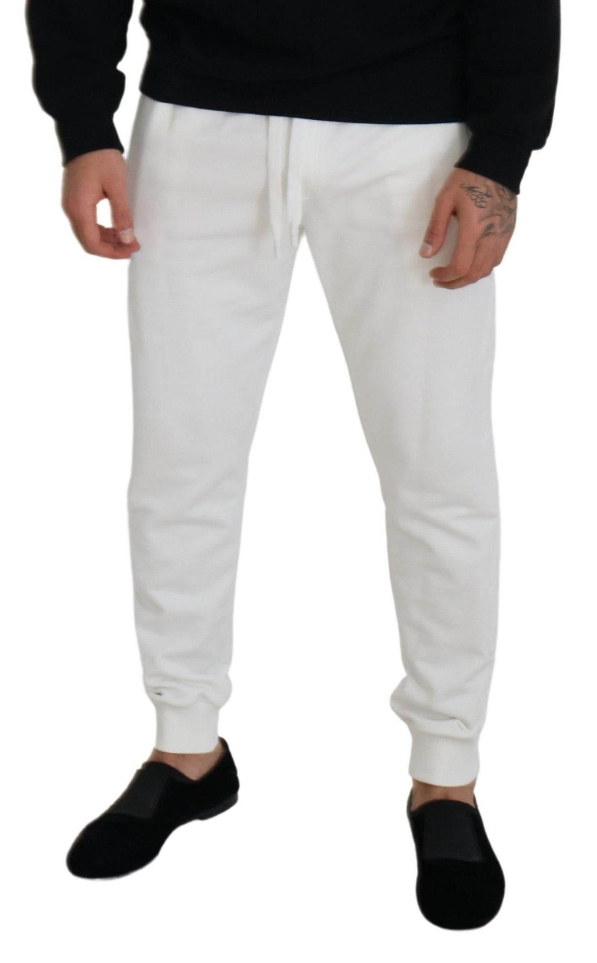Dolce & Gabbana Elegant White Cotton Sweatpants - Hilstor
