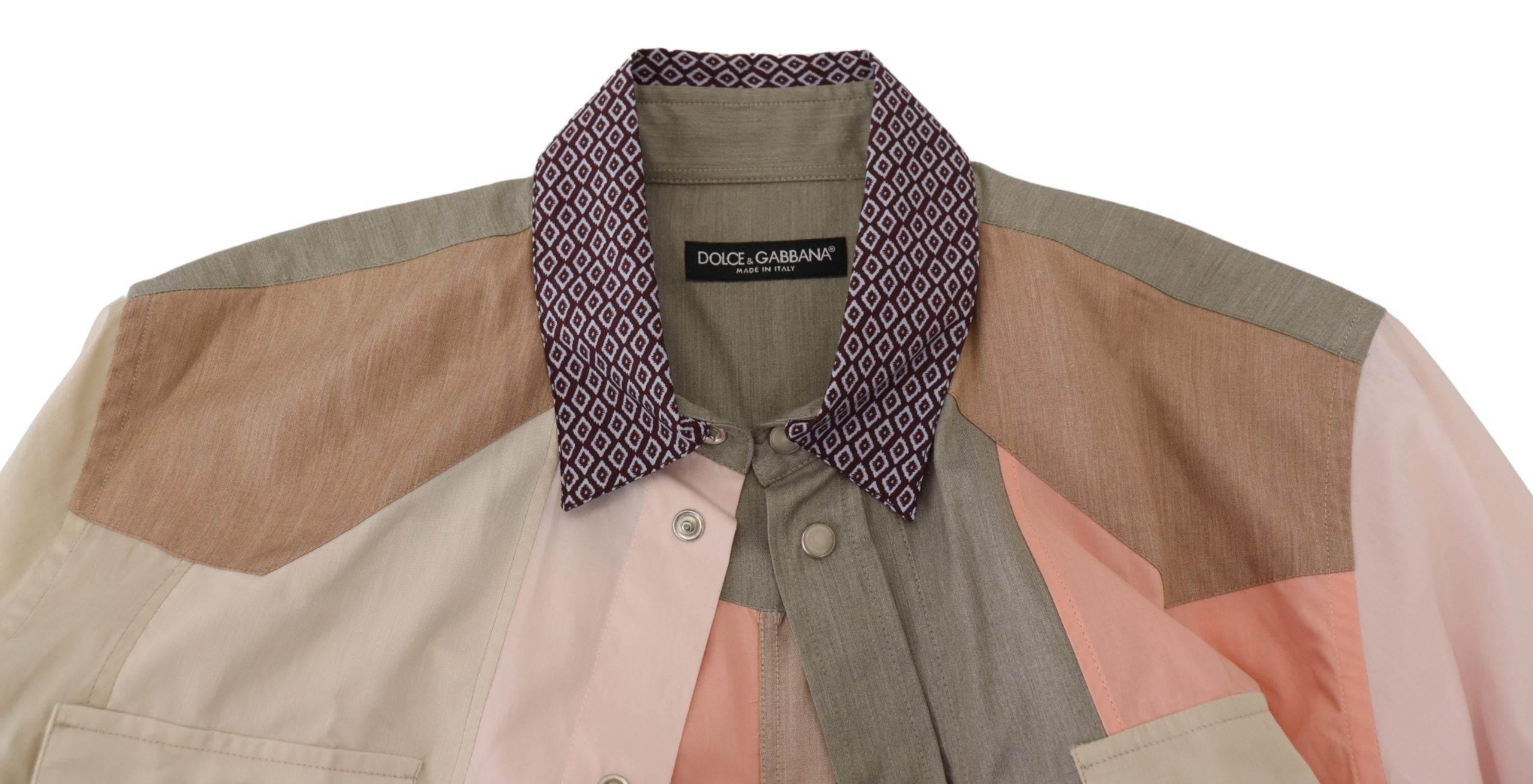 Dolce & Gabbana Multicolor Cotton Patchwork Slim Shirt - Hilstor