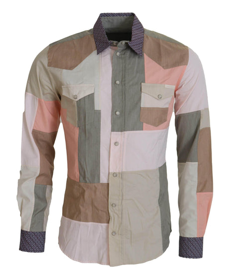 Dolce & Gabbana Multicolor Cotton Patchwork Slim Shirt - Hilstor