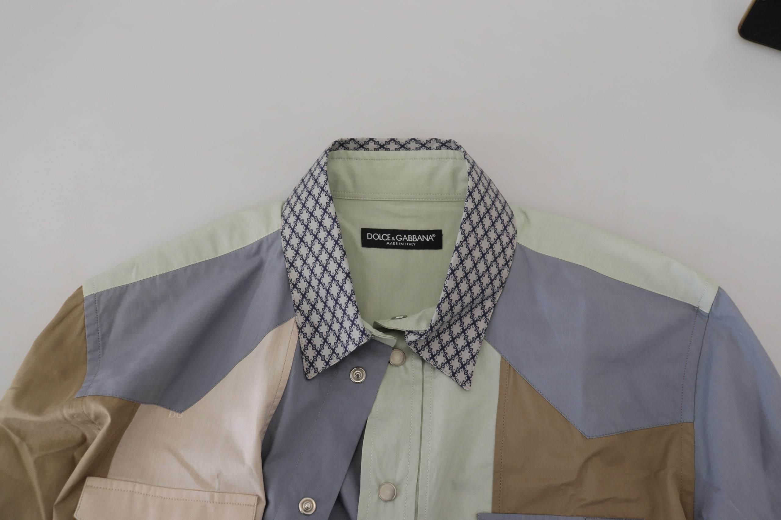 Dolce & Gabbana Multicolor Cotton Patchwork Slim Shirt - Hilstor