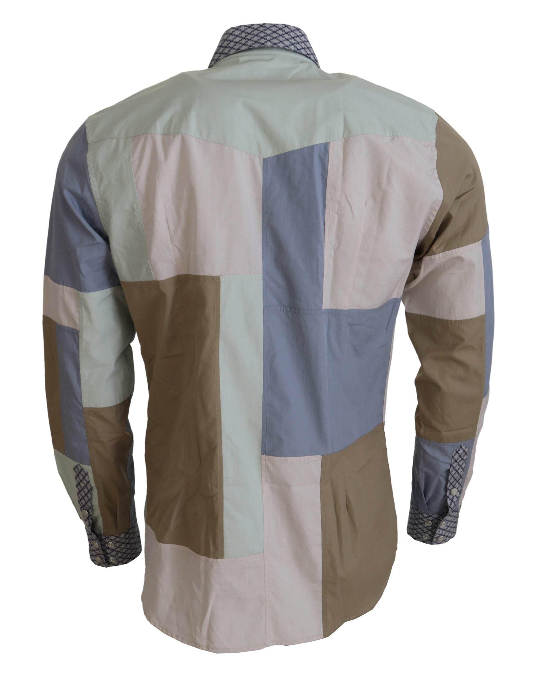 Dolce & Gabbana Multicolor Cotton Patchwork Slim Shirt - Hilstor