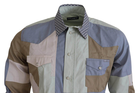 Dolce & Gabbana Multicolor Cotton Patchwork Slim Shirt - Hilstor