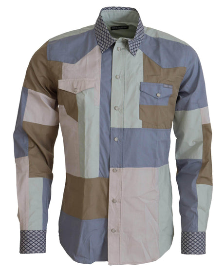 Dolce & Gabbana Multicolor Cotton Patchwork Slim Shirt - Hilstor