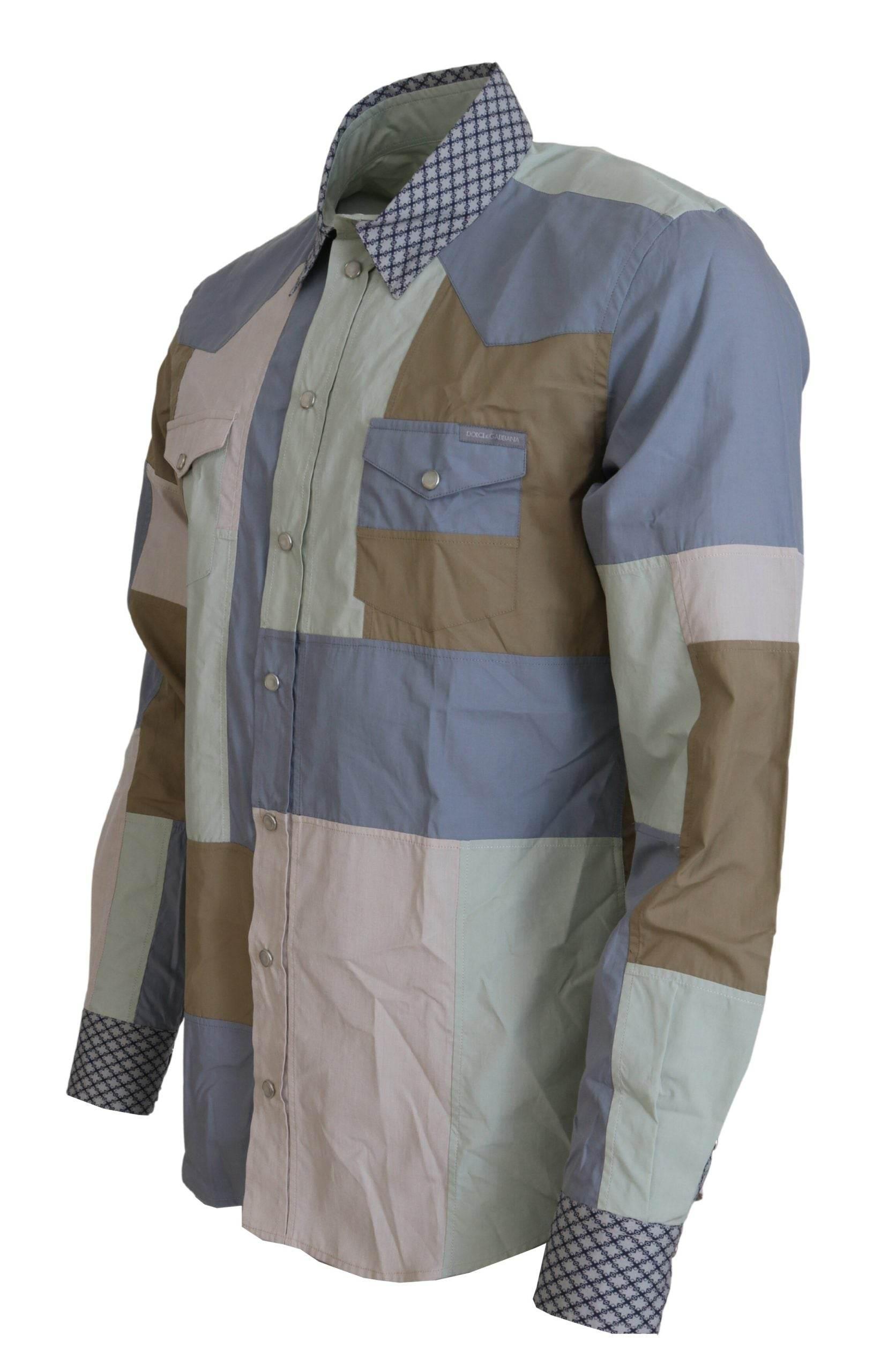 Dolce & Gabbana Multicolor Cotton Patchwork Slim Shirt - Hilstor