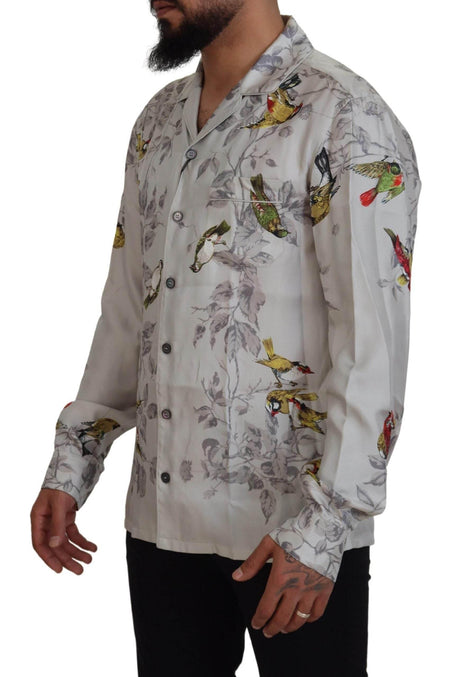Dolce & Gabbana Elegant Silk Bird Print Casual Shirt - Hilstor
