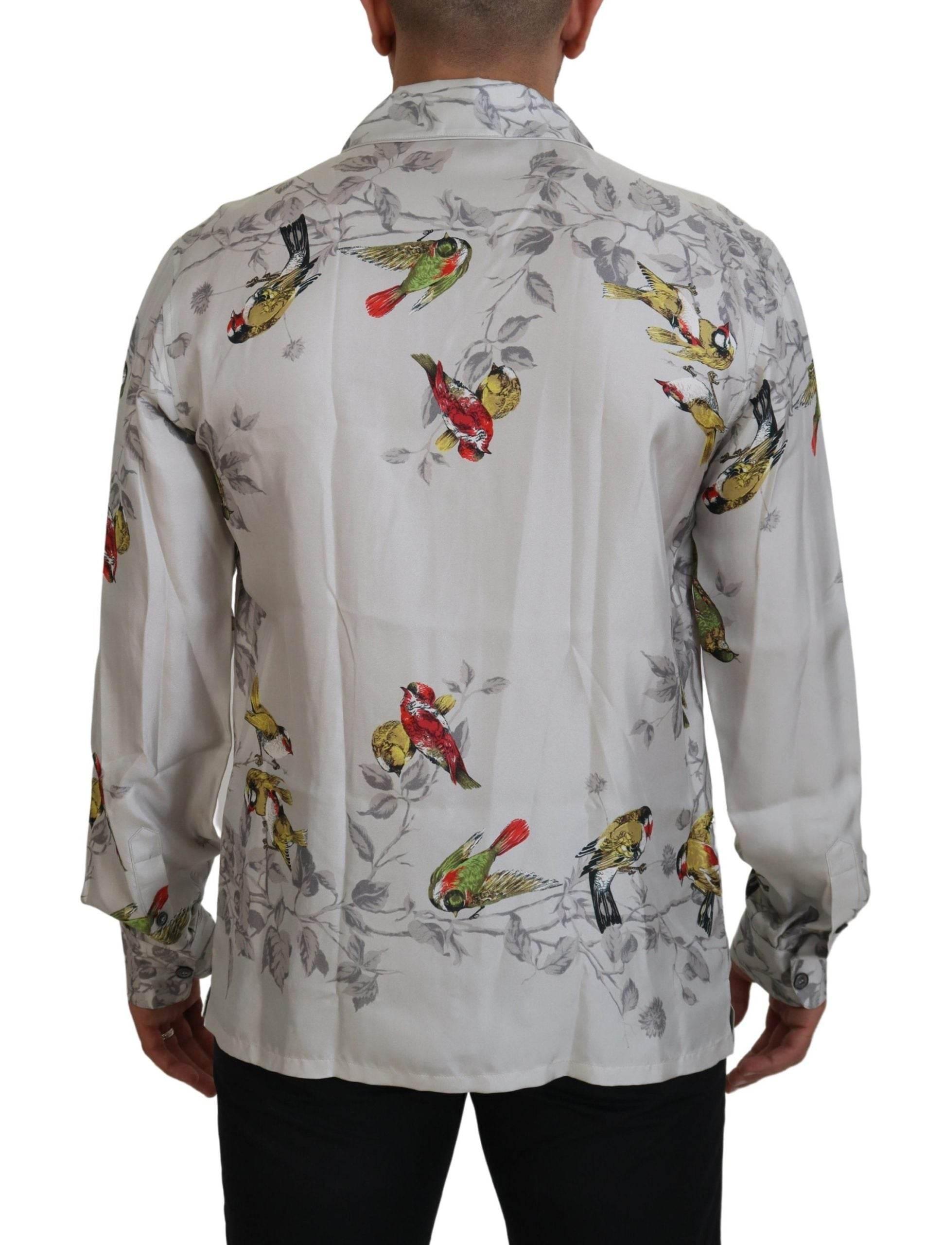 Dolce & Gabbana Elegant Silk Bird Print Casual Shirt - Hilstor