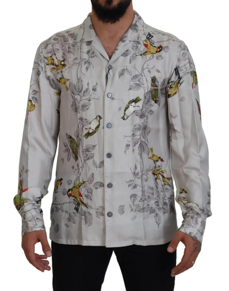 Dolce & Gabbana Elegant Silk Bird Print Casual Shirt - Hilstor