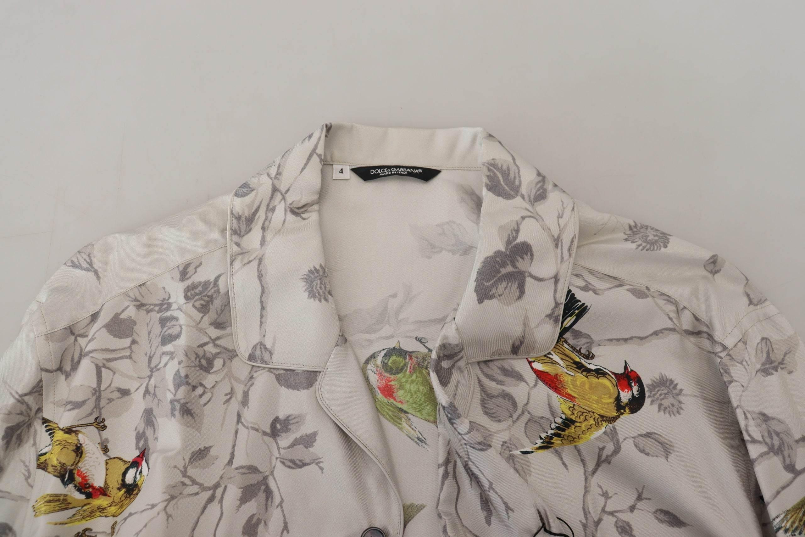 Dolce & Gabbana Elegant Silk Bird Print Casual Shirt - Hilstor