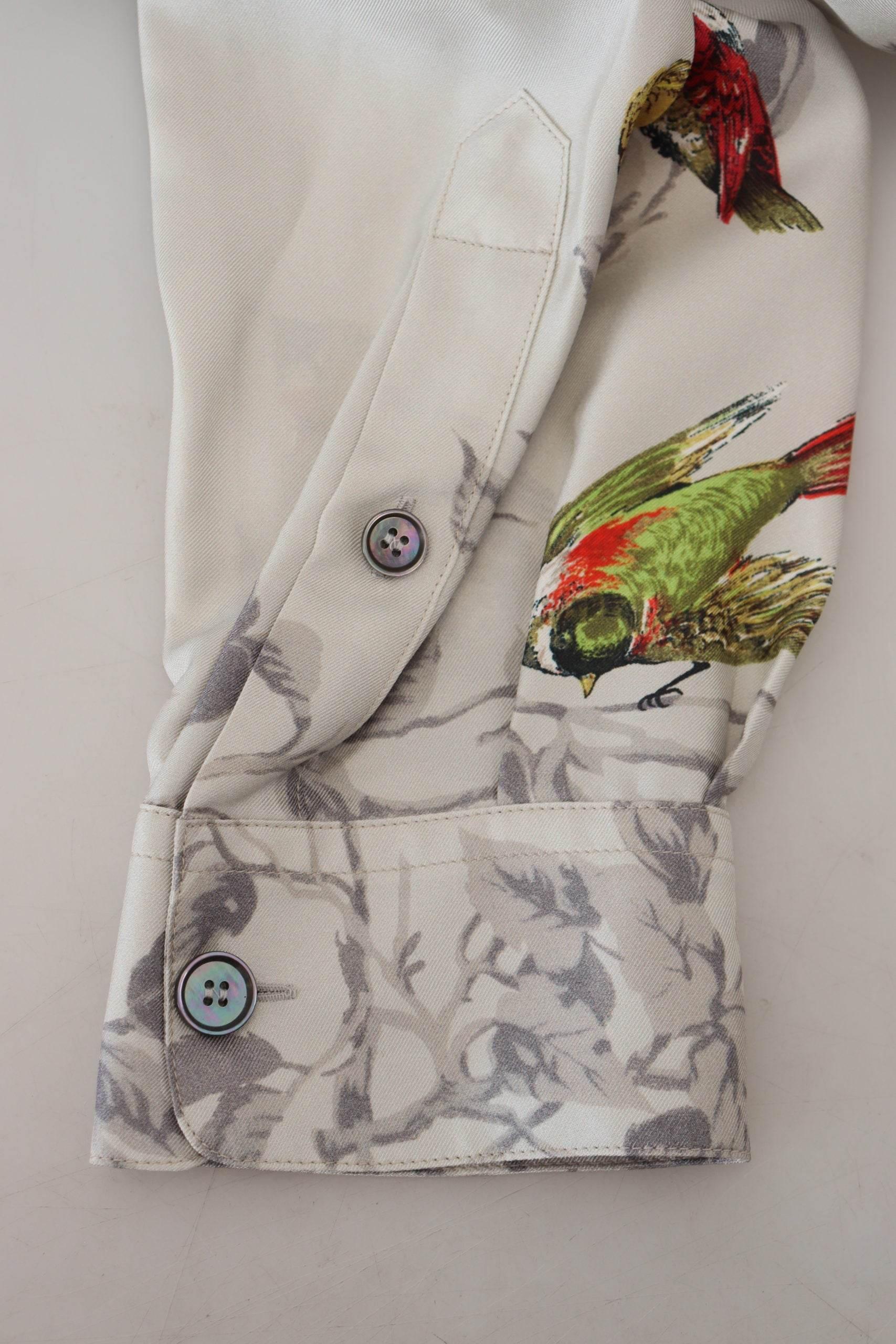 Dolce & Gabbana Elegant Silk Bird Print Casual Shirt - Hilstor
