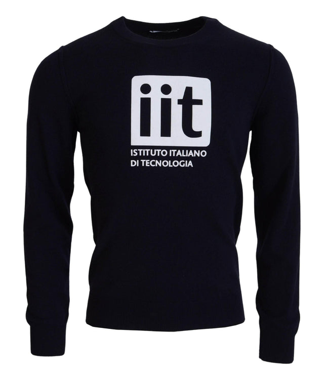 Dolce & Gabbana Blue Cashmere iit Print Pullover Sweater - Hilstor