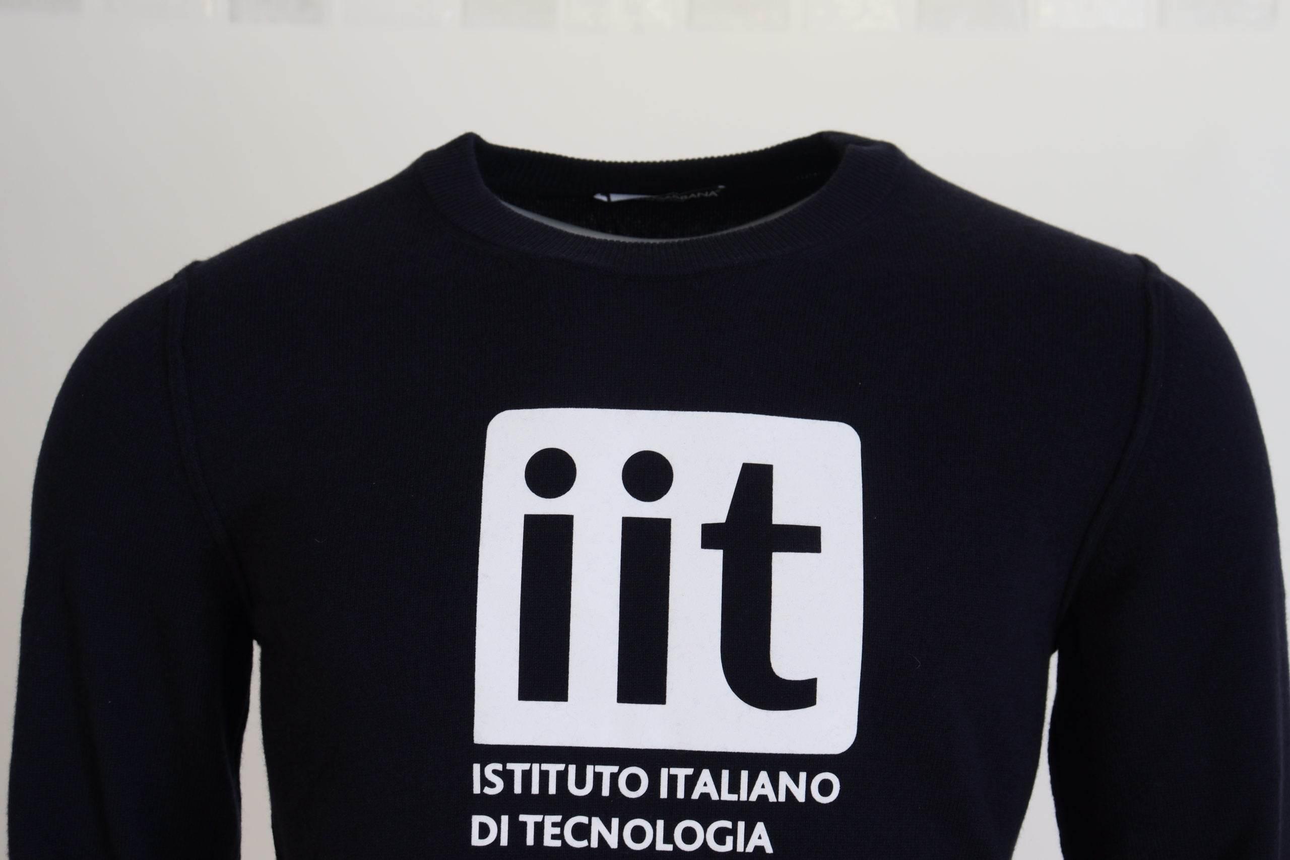 Dolce & Gabbana Blue Cashmere iit Print Pullover Sweater - Hilstor