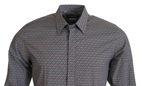 Dolce & Gabbana Gray Brown GOLD Slim Fit Dress Formal Shirt - Hilstor