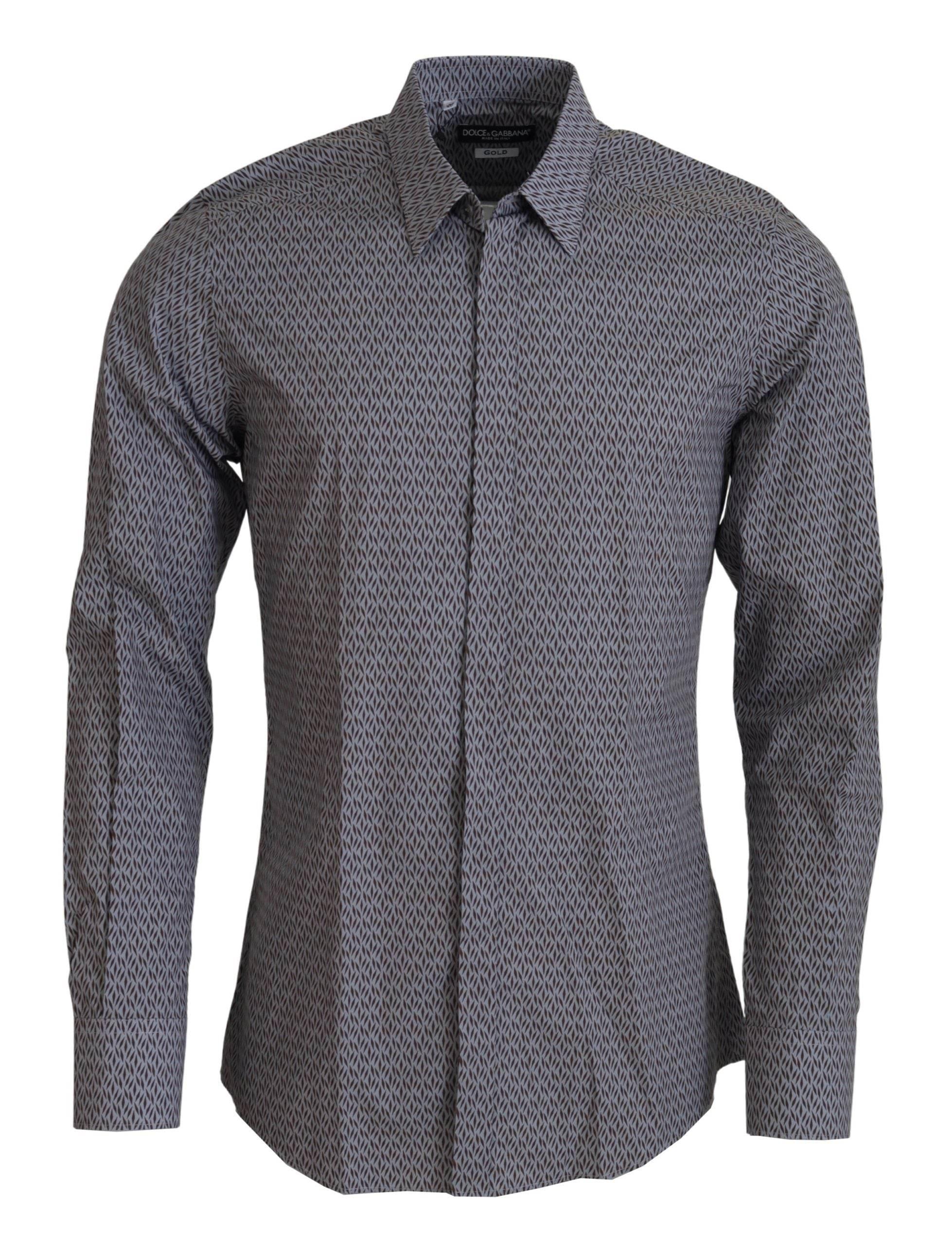 Dolce & Gabbana Gray Brown GOLD Slim Fit Dress Formal Shirt - Hilstor