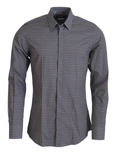 Dolce & Gabbana Gray Brown GOLD Slim Fit Dress Formal Shirt - Hilstor