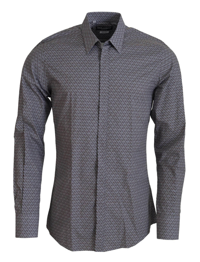Dolce & Gabbana Gray Brown GOLD Slim Fit Dress Formal Shirt - Hilstor
