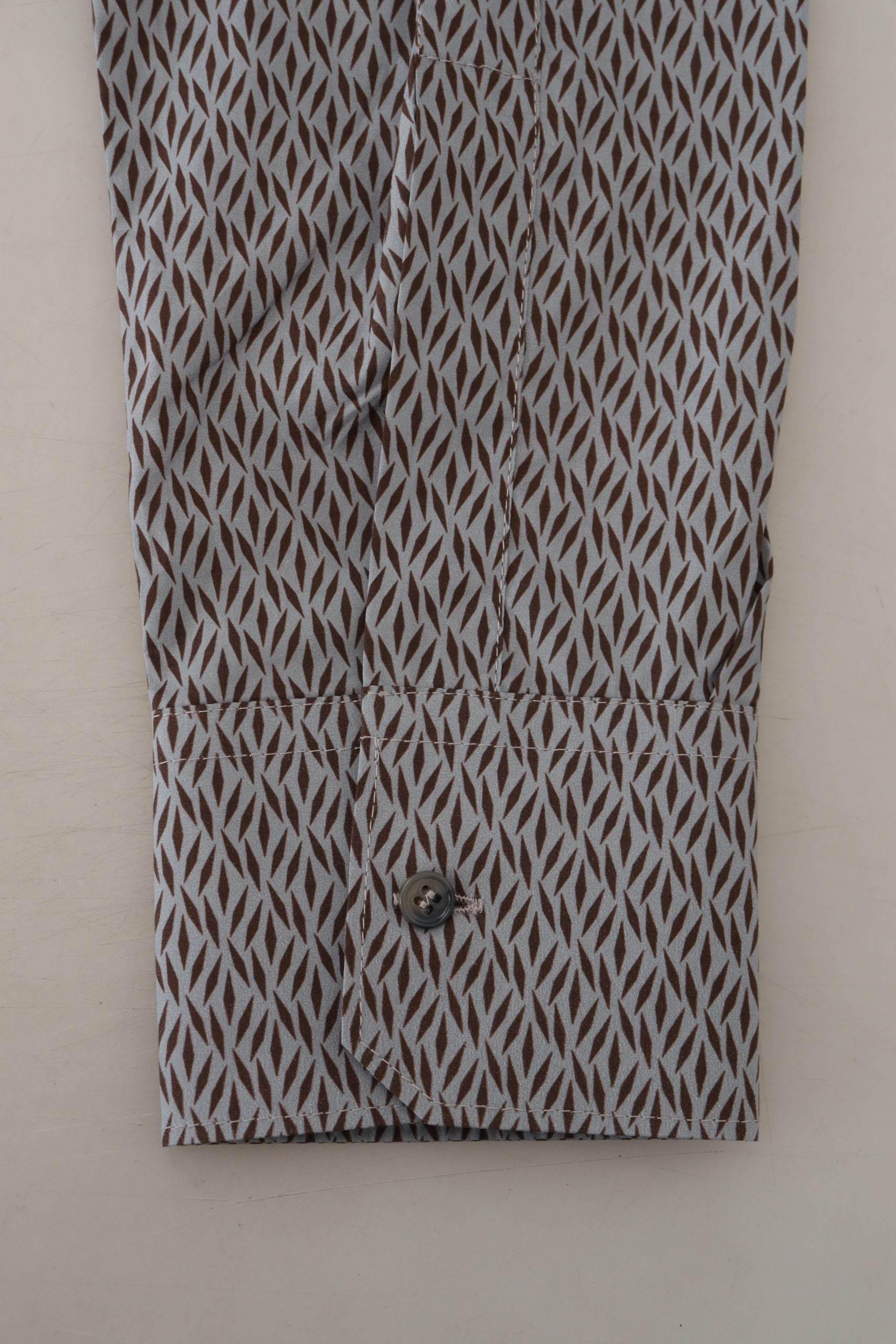 Dolce & Gabbana Gray Brown GOLD Slim Fit Dress Formal Shirt - Hilstor