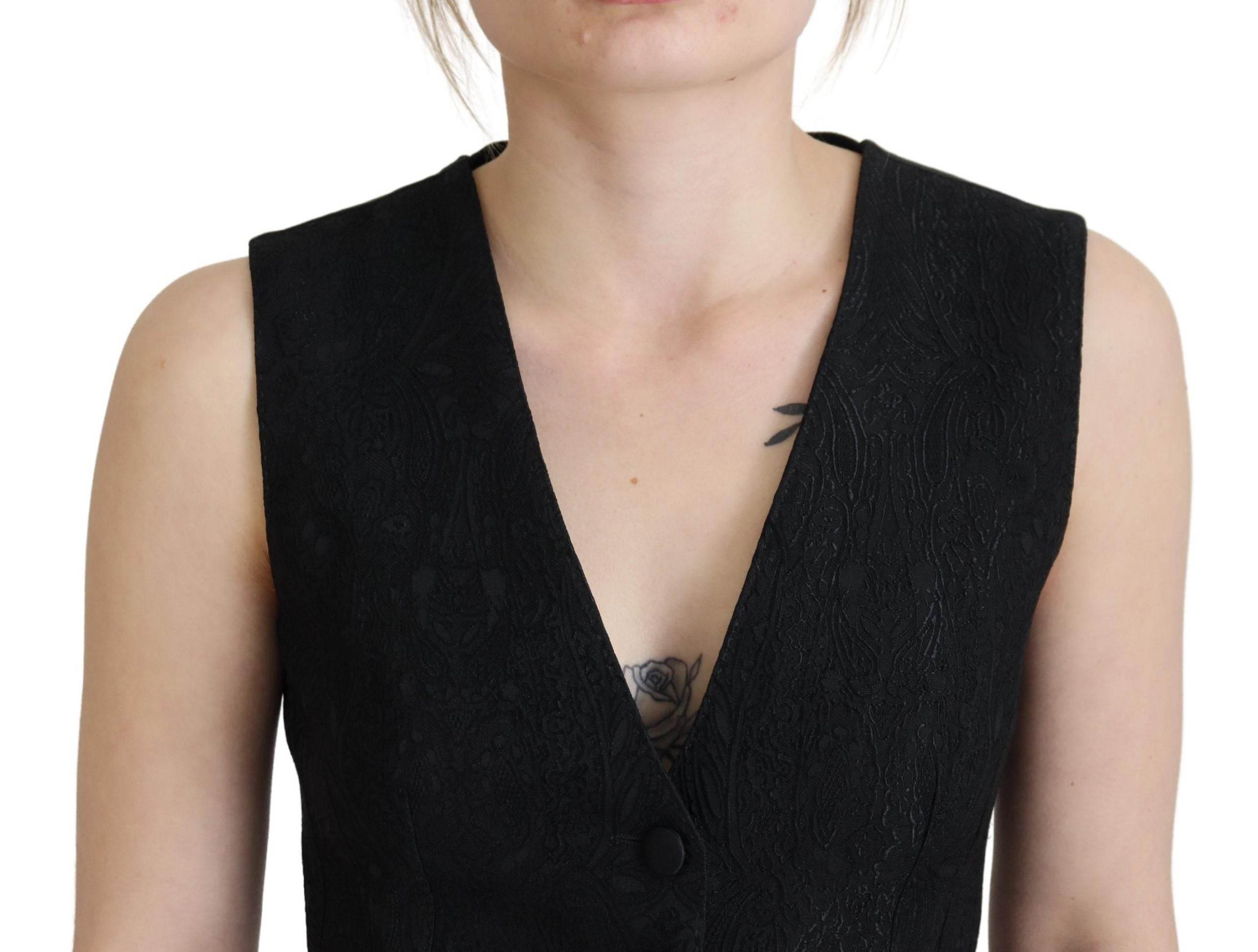 Dolce & Gabbana Elegant Black Silk Blend Waistcoat Vest - Hilstor