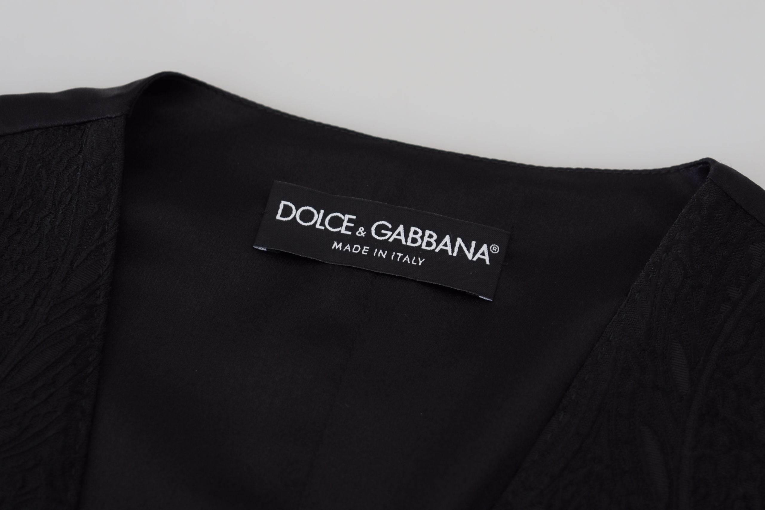Dolce & Gabbana Elegant Black Silk Blend Waistcoat Vest - Hilstor