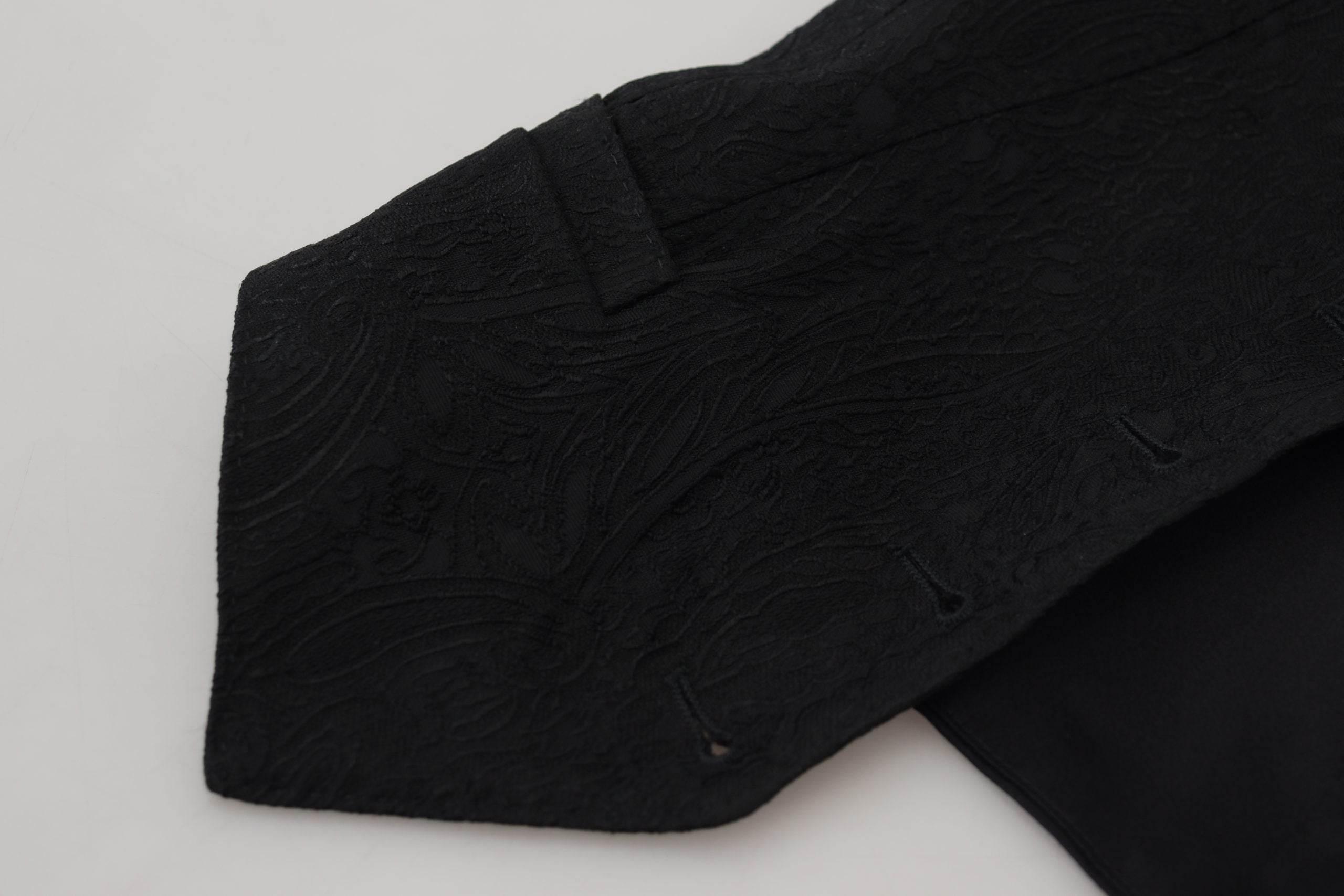 Dolce & Gabbana Elegant Black Silk Blend Waistcoat Vest - Hilstor