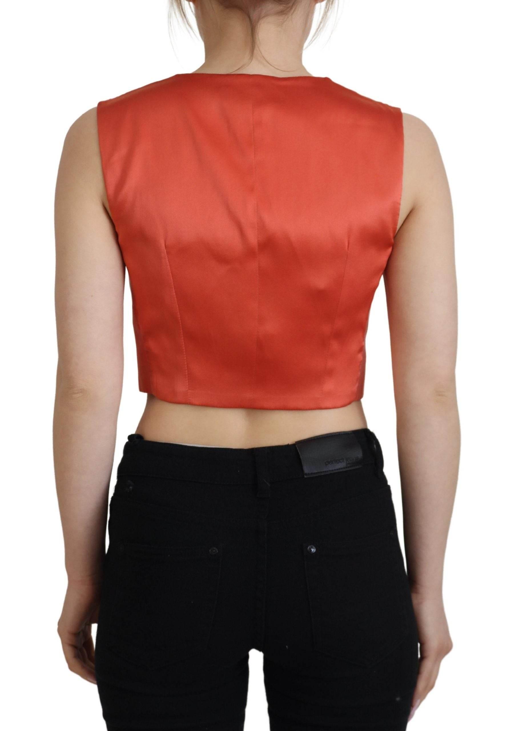 Dolce & Gabbana Elegant Orange Silk Waistcoat - Hilstor